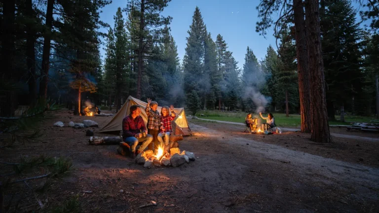 Peaceful campground at dusk with respectful neighboring campsites