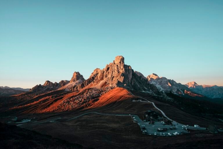 Sunrise over foggy mountains