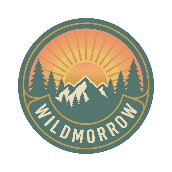WildMorrow badge logo with sunrise over mountains and pines
